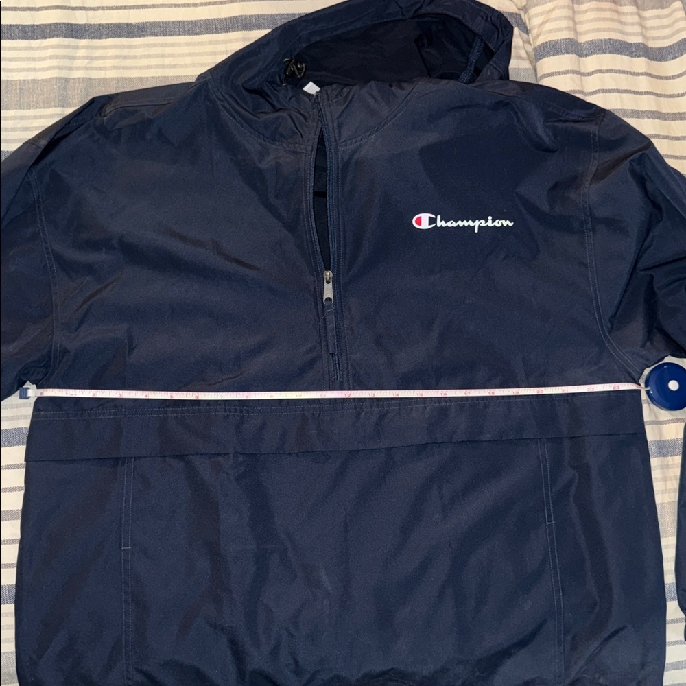 Champion Dark Blue Hooded Windbreaker Jacket NWOT - Picture 6 of 7